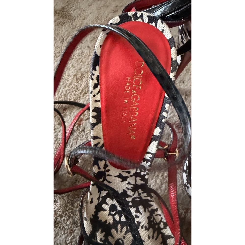 Dolce & Gabbana Strapped Sandal floral White & Black Sz EU 36.5 6 US Red Bottom - Picture 12 of 15
